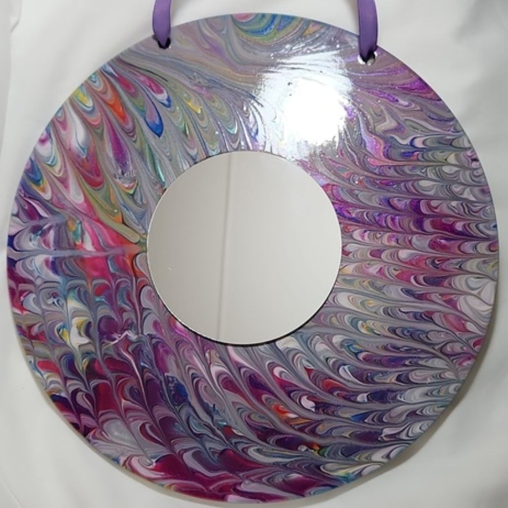 Hand Crafted Painted Mirror Vintage Edison Record Decorative Wall Art Essential